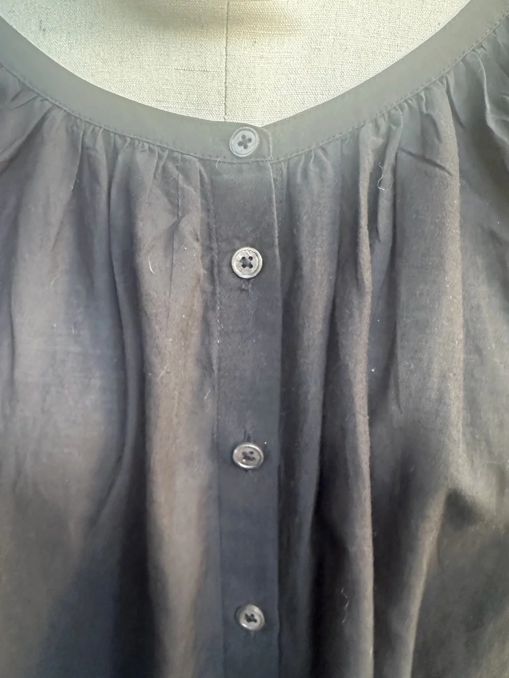 Madewell Black Button-Front Peasant Blouse sm M